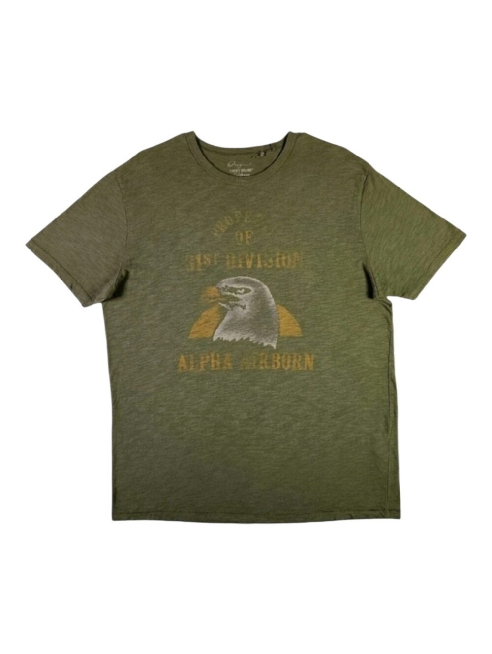 Lucky Brand Single Stitch Alpha Airborne Eagle Graphic Tee Green Large T-shirt